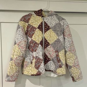 Quilted Patchwork hooded jacket